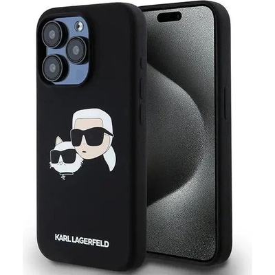 KARL LAGERFELD Кейс Karl Lagerfeld Silicone Karl&Choupette MagSafe за iPhone 15 Pro, черен (3666339256722)