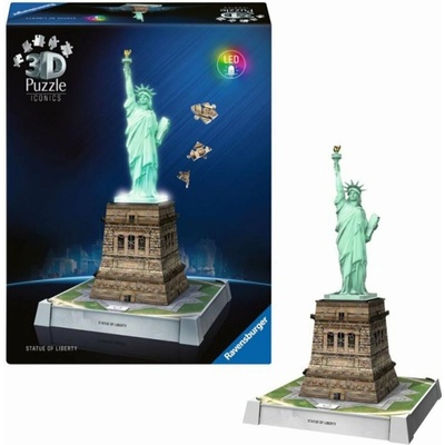 Ravensburger 3D puzzle Iconics svítící Socha svobody Noční edice 128 dílků – Zboží Mobilmania