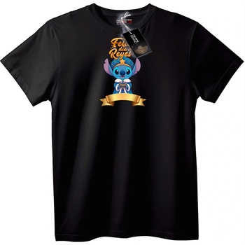 NOONEBRAND Тениска Кралят Стич - Feliz Día de Reyes - XL, Black
