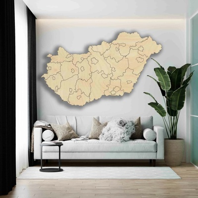 Drevená nástenná mapa Maďarsko - 40 dielikov | SENTOP M005: Prírodná preglejka - Topoľ natural 46 x 80 cm 4183-65721 M005