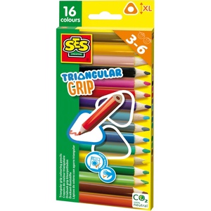 SES Creative Цветни моливи с триъгълен захват, 16 броя (14692)