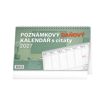 Poznámkový daňový s citáty stolní 2027