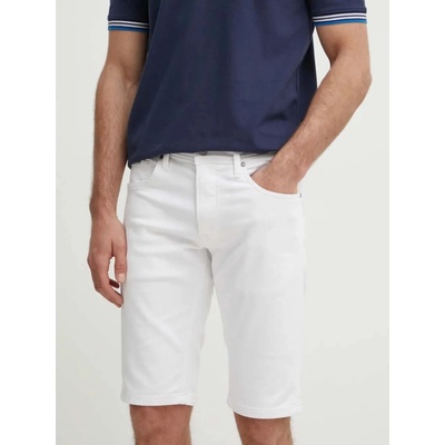 Pepe Jeans džínové šortky SLIM GYMDIGO SHORT pánské bílá PM801075TC3
