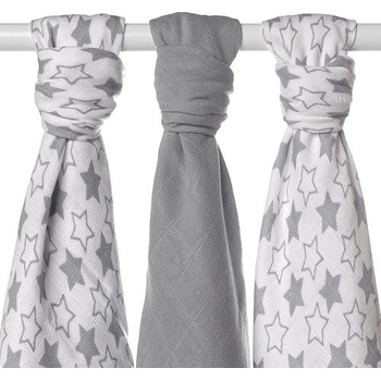 Kikko Bambusové pleny XKKO BMB 70 x 70 Little Stars Silver MIX 3 ks