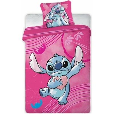 Faro Povlečení do postýlky Lilo and Stitch pink 100 x 135 cm 40 x 60 cm