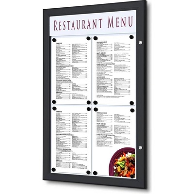 A-Z Reklama CZ Venkovní vitrína MENU BOARD SCZ4xA4C9005 na Menu pro prospekty 4 x A4 - Černá – Zboží Živě