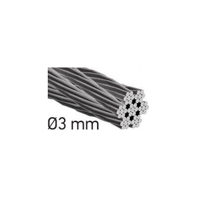 Drát z nerezové oceli Ø3mm, 7x7 drátů, INOX AISI316