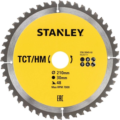 Stanley 13045 Pilový kotouč TCT/HM pro příčné řezy 210 x 30 mm, 48 zubů
