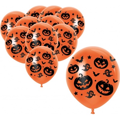 Guirca Oranžové balónky s dýněmi nafukovací balónky na Halloween