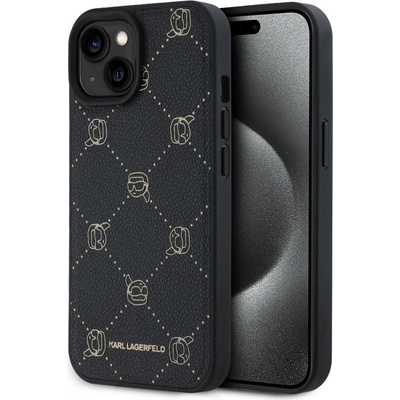 Karl Lagerfeld PU Karl Heads Pattern Magsafe zadný kryt pre iPhone 15 Black