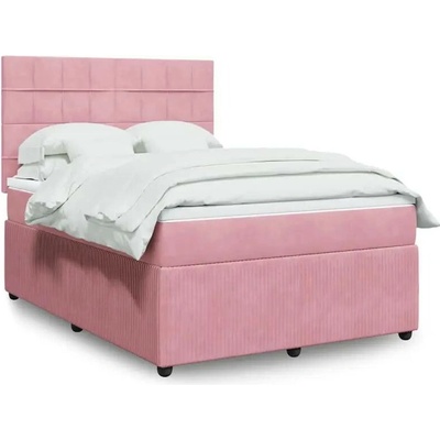 vidaXL 11461.3292387 Boxspring postel s matrací růžová samet