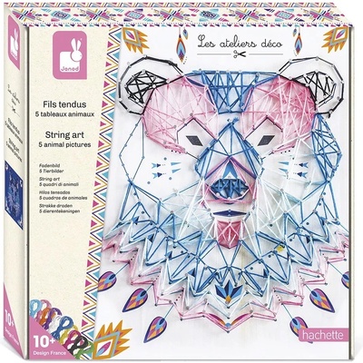 Janod Творчески комплект Janod - Картини с животни и конци (J07912)