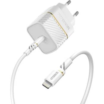 OtterBox Lightning to USB-C Wall Charging Kit 18W - захранване за ел. мрежа с USB-C изход с технология за бързо зареждане и USB-C към Lightning кабел (бял)