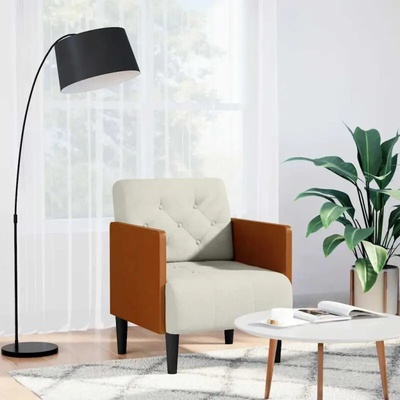vidaXL 4100599 Rozkládací s područkami krémové 55 cm samet