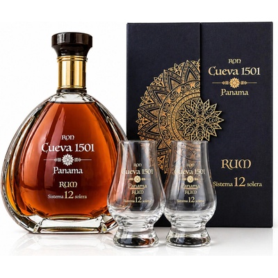 Rum Cueva 1501 12 Sistema Solera 40% 0,7 l (dárkové balení 2 sklenice)