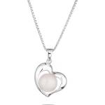 Swan Сребърно колие сърце със сладководна бяла перла IP0417W Swan