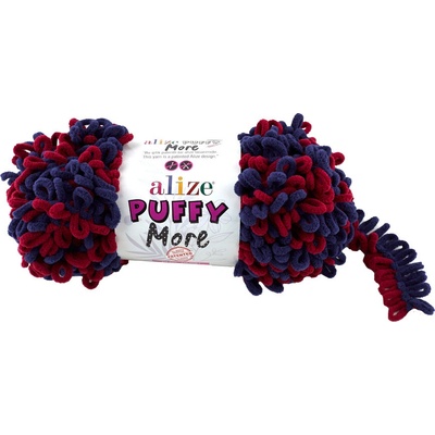 Alize příze Puffy More 6268 vínová a modrá