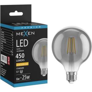 Mexen Vintis LED филаментна крушка E27, G95, 6W, Топла - 2200K, 450 lm, димна - L157-E27-0622-70 (L157-E27-0622-70)