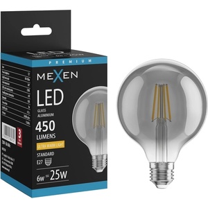Mexen Vintis LED филаментна крушка E27, G95, 6W, Топла - 2200K, 450 lm, димна - L157-E27-0622-70 (L157-E27-0622-70)