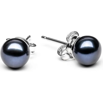 Eppi Strieborne napichovacie náušnice s čiernymi perlami Belva E38237