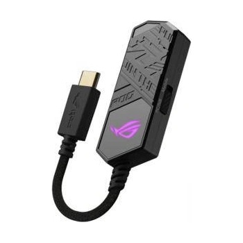 ASUS Аудио адаптер ASUS ROG CLAVIS Noice cancelling adapter, USB-C, USB 2.0, 7.1, RGB, DAC, Aura Sync, Черен