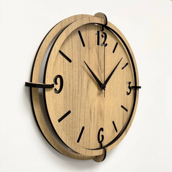 SENTOP Moderné nástenné hodiny Zlatý dub - HOOP 4726 HDF0601-GOLD-OAK analógové