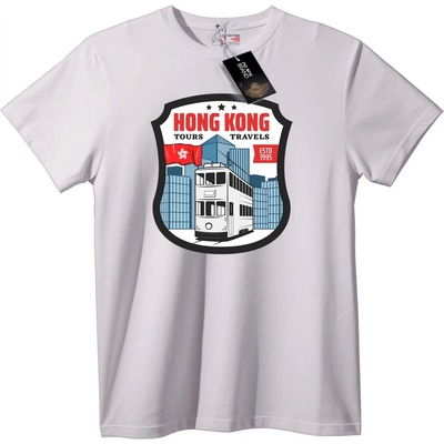 NOONEBRAND Тениска Hong Kong Обиколки и Пътешествия - 3XL, White