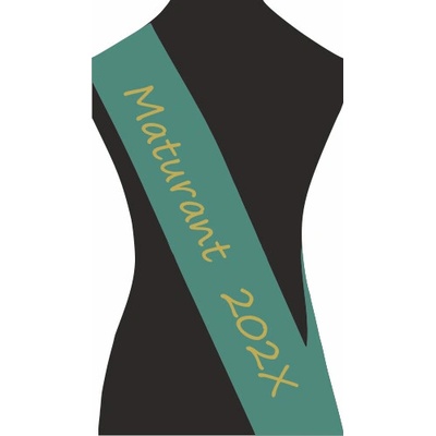 ON-DESIGN Šerpa MATURANT Barva: emerald, Barva potisku: zlatá metalická, Fonty písma: Segoe Print