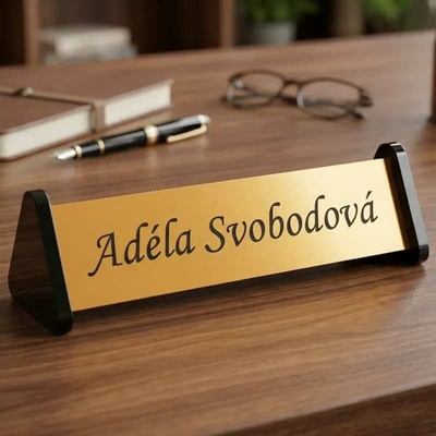 Jmenovka na stůl zlatá - akryl 18x4,5 cm – Zboží Mobilmania