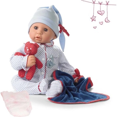 Götz бебе Cookie в пижама на точки с мече и одеяло 48см