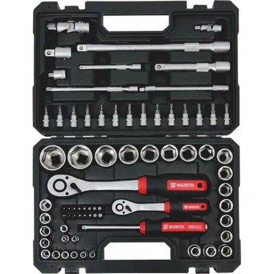 Würth gola sada nástrčných klíčů 1/4" a 1/2" RedStripe, 72 ks