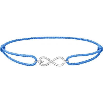 Tiami provázkový náramek Infinity z bílého zlata s diamantem modrý BIFFW2209