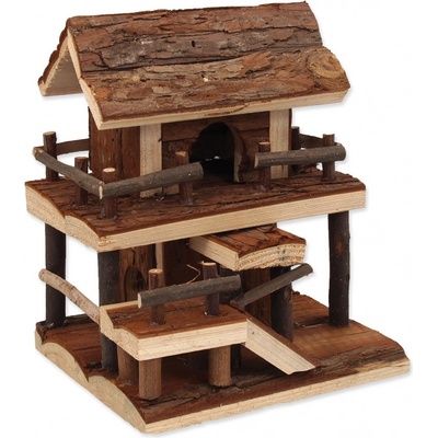 Small Animal Domek dvoupatrový dřevěný s kůrou 17 x 15 x 20 cm – Zboží Mobilmania