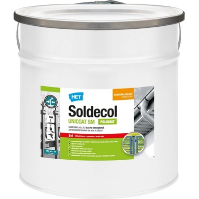 Het Soldecol unicoat SM 3v1 rychleschnoucí antikorozní barva na kov a dřevo 5 l černá