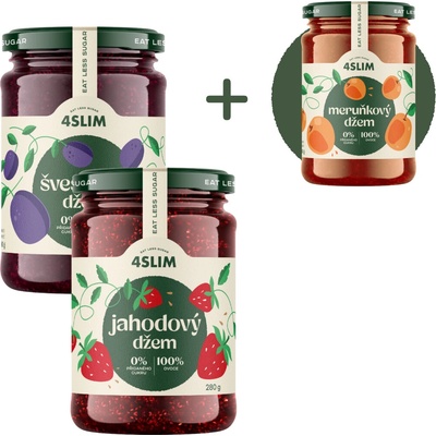 4Slim Mix 100% džemov – Marhuľa, Slivka, Jahoda 3 x 280 g