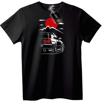 NOONEBRAND Тениска Автомобил, Слънце и Планина - 2XL, Black