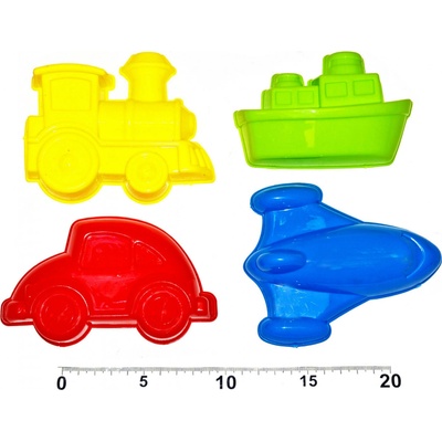 Teddies Formičky bábovky na písek 4 ks dopravní prostředky