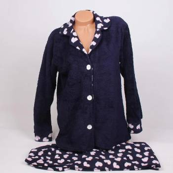 Image 1 of Пухкава макси пижама в тъмносиньо със сърца