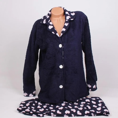 Пухкава макси пижама в тъмносиньо със сърца