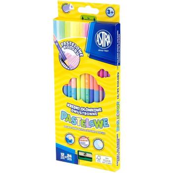 Astra Цветни двустранни триъгълни моливи, Astra, 12 броя, 24цвята (AS312120003)