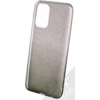 Pouzdro 1Mcz Shining Duo TPU třpytivé ochranné Xiaomi Redmi Note 10, Redmi Note 10S, Poco M5s stříbrná černé