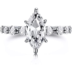 Silenti Jewelry Сребърен пръстен "Маркиз" - 6 - 52мм (16.6мм диам. )