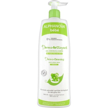 Alphanova Дермопочистващ гел за бебета Alphanova Bebe - За коса и тяло, 500 ml