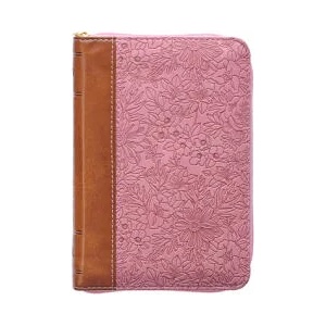 KJV Holy Bible, Mini Pocket Size, Faux Leather Red Letter Edition - Ribbon Marker, King James Version, Pink/Tan, Zipper Closure (ISBN: 9781642728644)