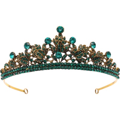 B-Top luxusní zelená barokní korunka zlatá – Zboží Dáma