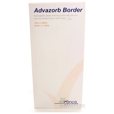 ADVAZORB BORDER krytie na rany samopriľnavé atraumatické 10 x 30 cm 10 ks