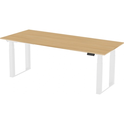 Delso Výškovo nastaviteľný stôl ROCKSTER 80 x 200 cm dub vicenza / biela