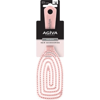 Agiva Professional Четка за коса с еластична основа и зъбци Gem Tips, розова