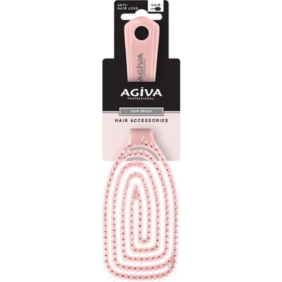 Agiva Professional Четка за коса с еластична основа и зъбци Gem Tips, розова