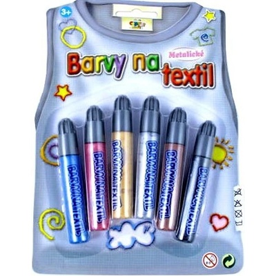 Metalické barvy na textil 6 ks